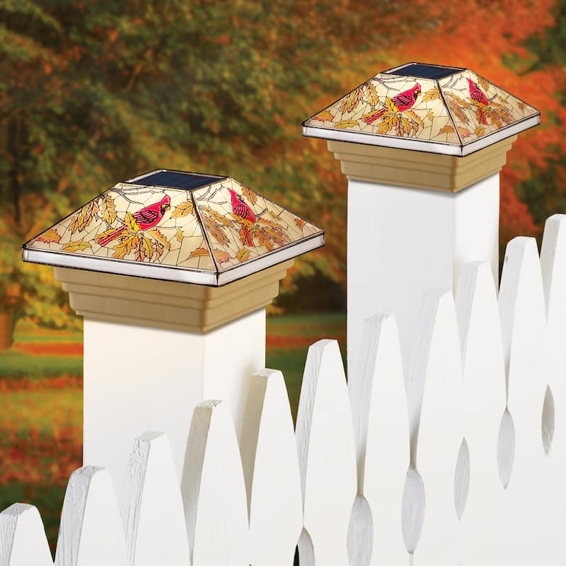 Solar Powered Autumn Cardinal Post Cap Light - NO SIZE - Brown - NO SIZE