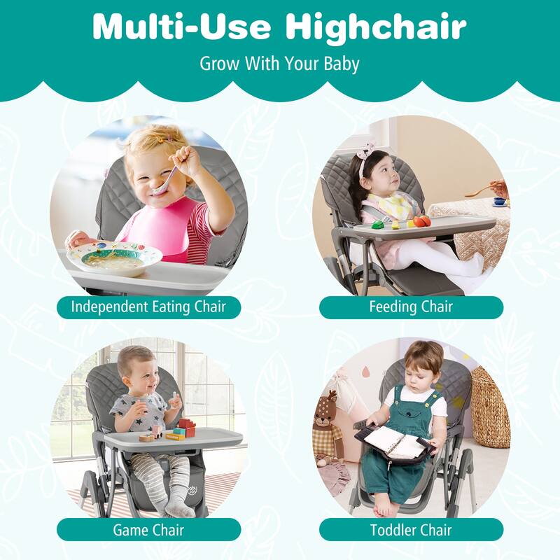 Gymax Foldable High Chair for Babies & Toddlers w/ Footrest Detachable