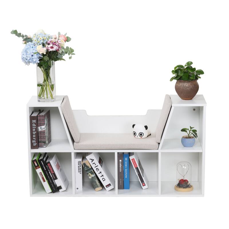6-Cubby Kids Bedroom Storage Organizer White Cabinet Bookcase