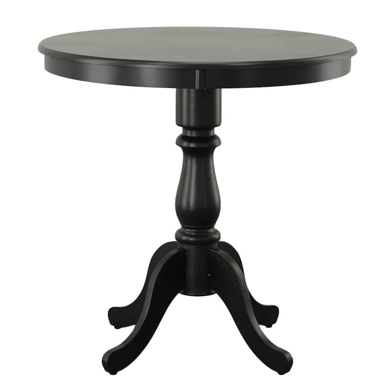 Round Top Carved Pedestal Bar Table - 36" - Black