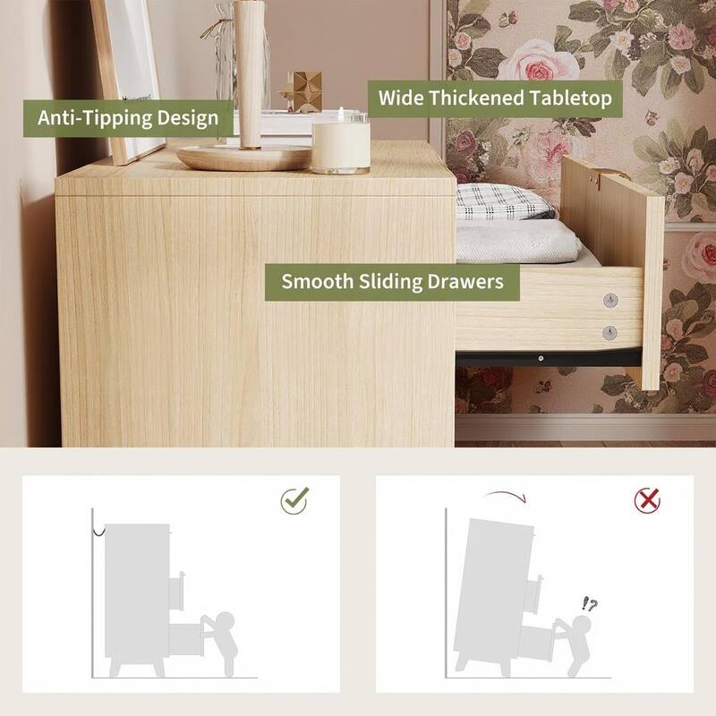 Modern Fluted Closet Dressers, 4 Drawer