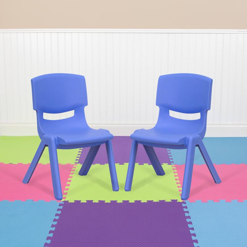 10PK Plastic Stackable Preschool Chair, 10.5" Seat Height - 14"D x 12.5"W x 20"H - Blue