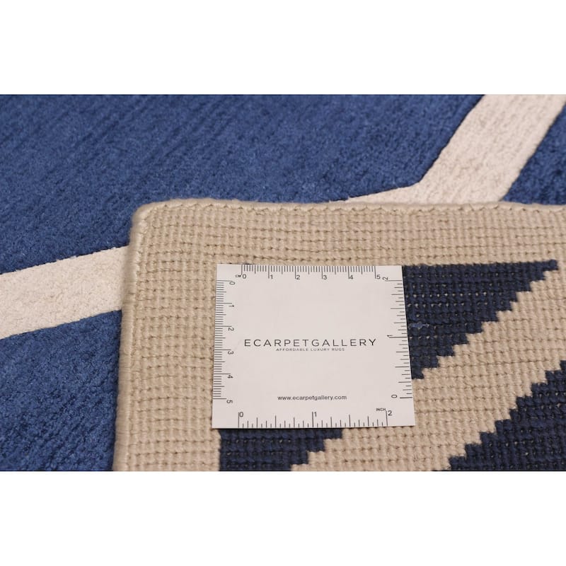 ECARPETGALLERY Hand-knotted Opulence Dark Navy Silk Rug - 7'11 x 11'2