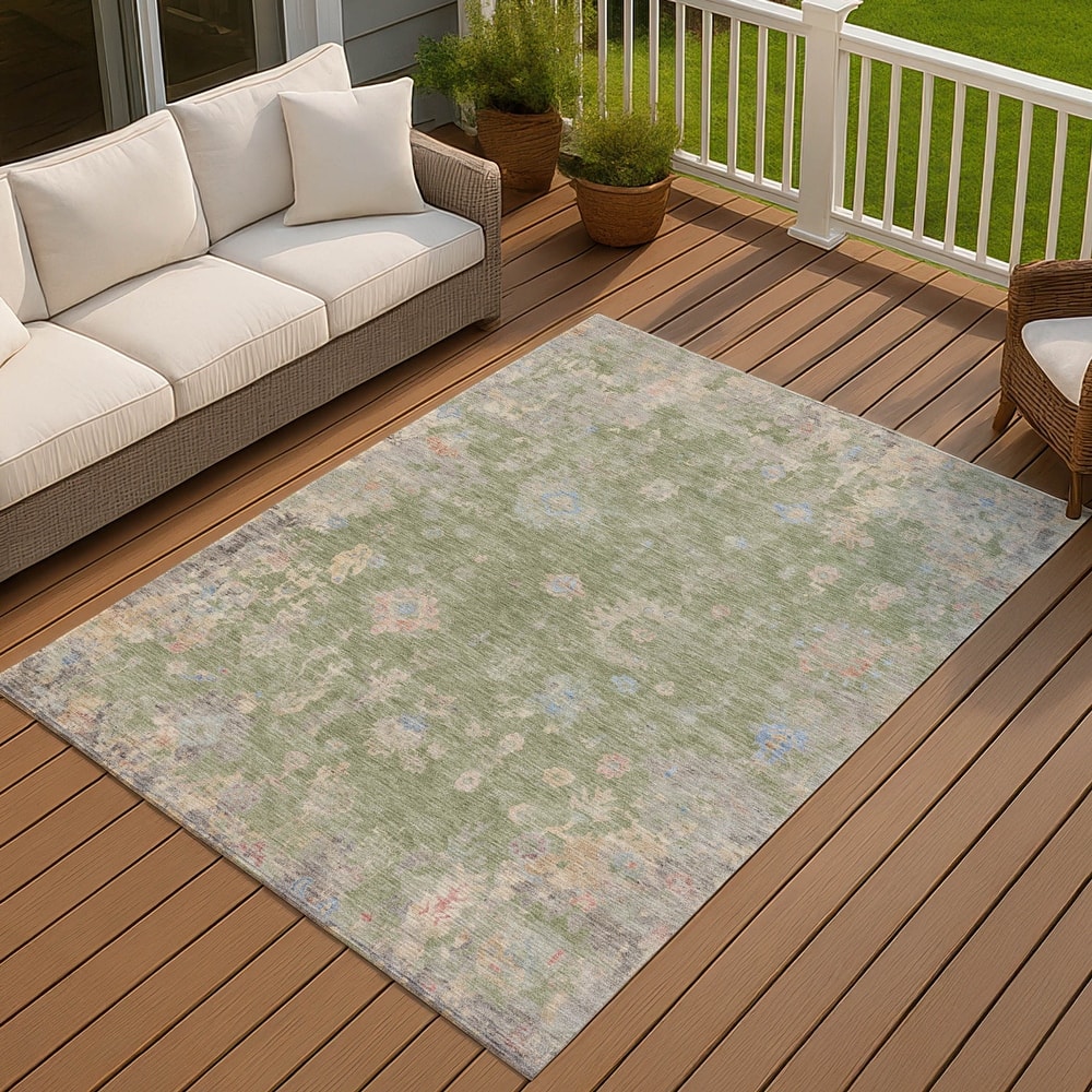 Machine Washable Indoor/ Outdoor Vintage Traditional Chantille Rug