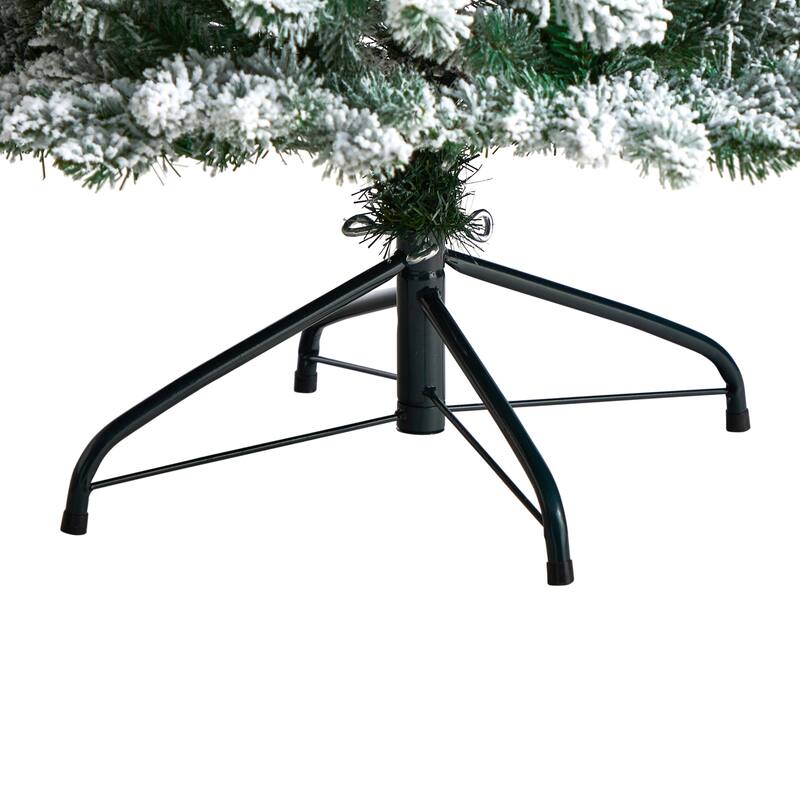 7' Flocked Slim Montreal Artificial Christmas Tree, Warm Clear LED - 7 Foot