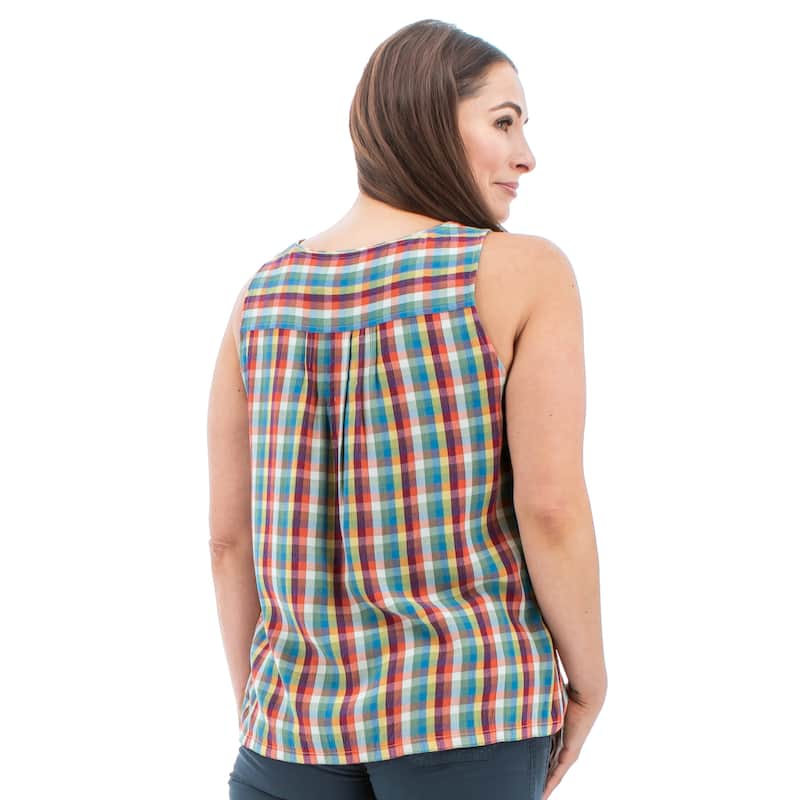 Aventura Women's Avery Keyhole Plaid Tank Top