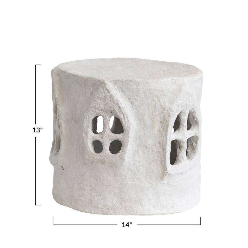 Decorative Handmade Paper Mache House - 14.0"L x 14.0"W x 13.0"H