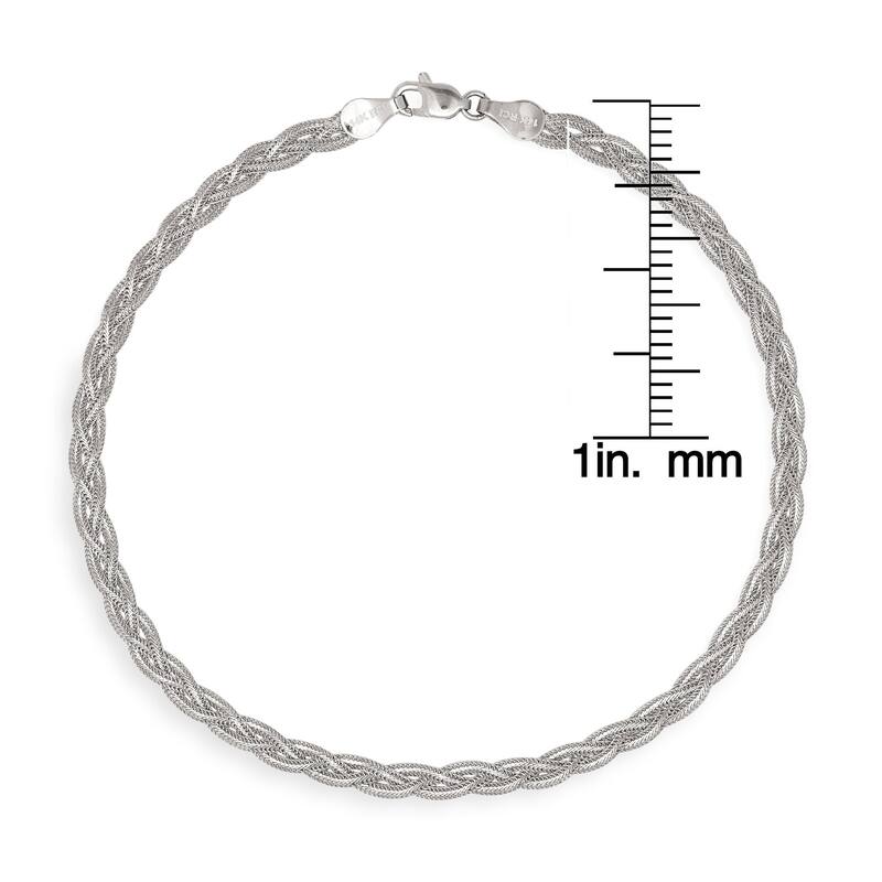 Curata 14k Yellow or While Gold 10-inch Braided Foxtail Link Ankle Bracelet