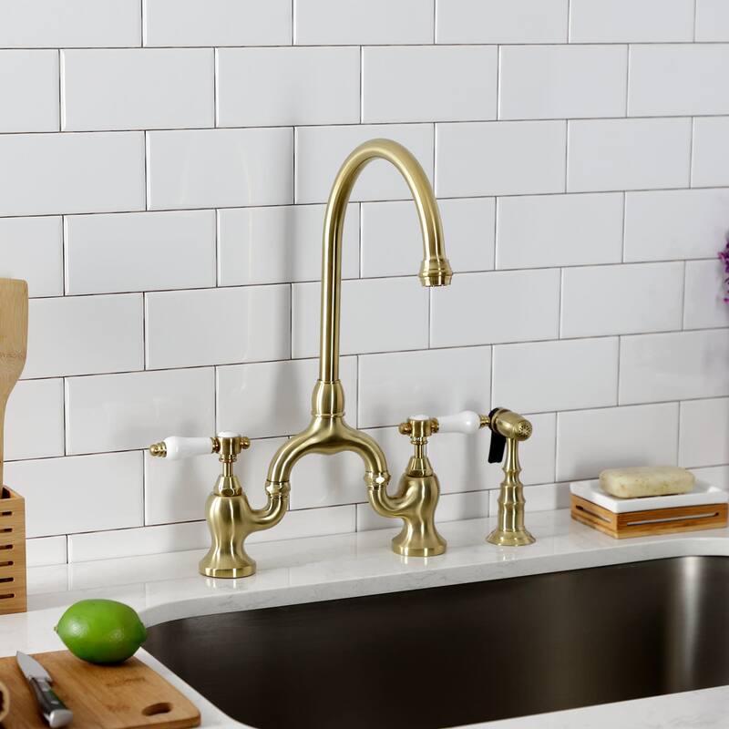 Kingston Brass KS779.BPLBS Bel-Air 1.8 GPM Bridge Kitchen Faucet