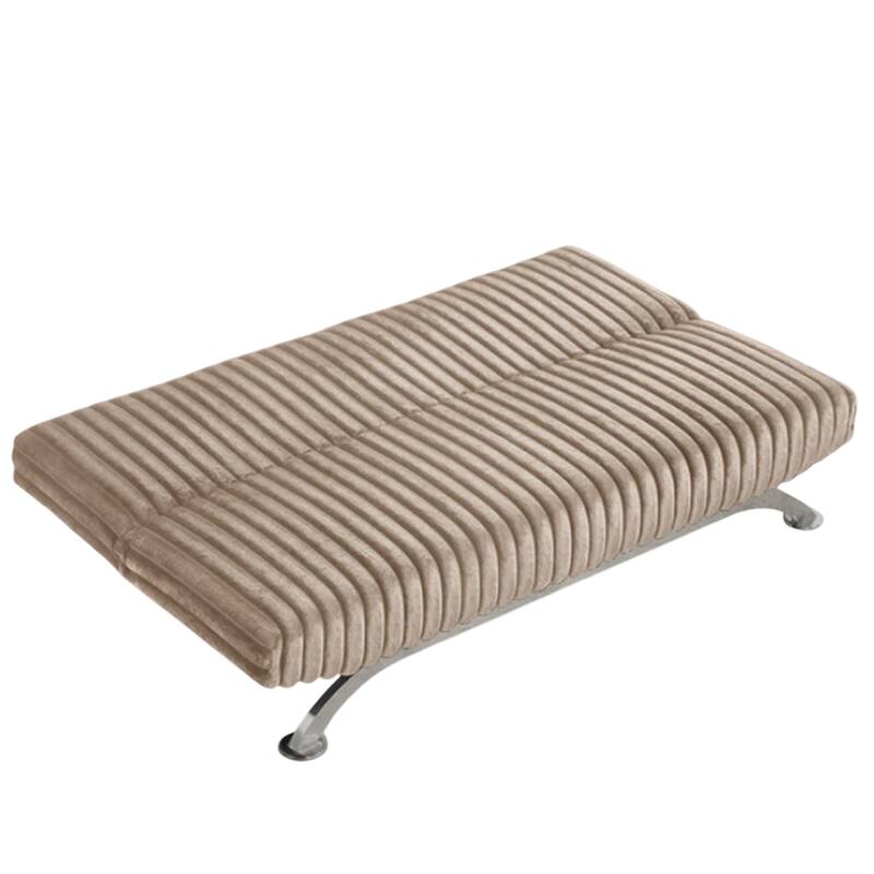 Villy Futon Sofa Bed, Chrome Metal Legs, Taupe Channel Tufted Fabric