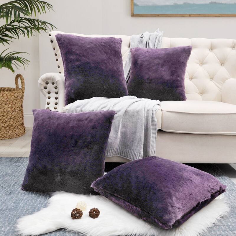 Fauxfur Pillow Shell Set 20'X20" - Imperial Purple