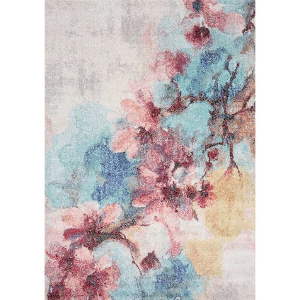 Fitzgerald Collection - Colorful Stream Cream/Grey Area Rug, 5'3" x 7'7"