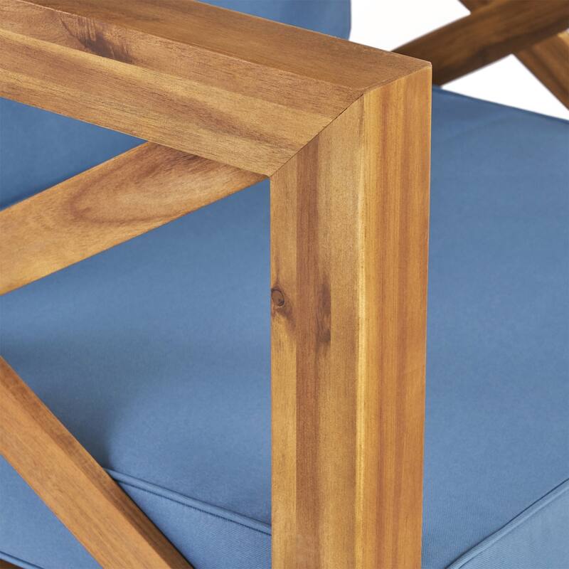 Mid Century Modern Acacia Wood Patio Club Chair