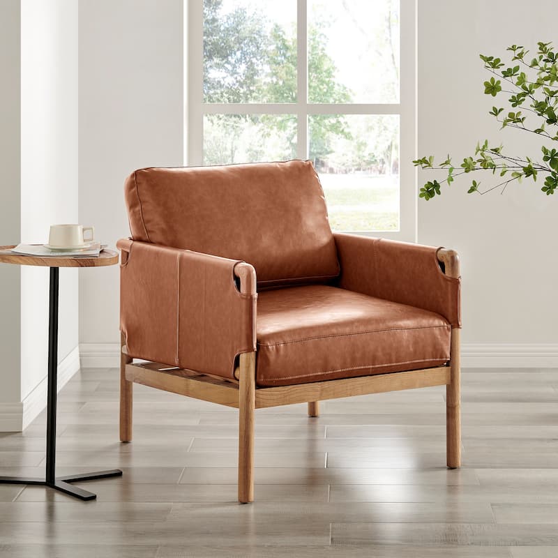 NPD Furniture Barclay Faux Leather Accent Arm Chair - Vintage Cider