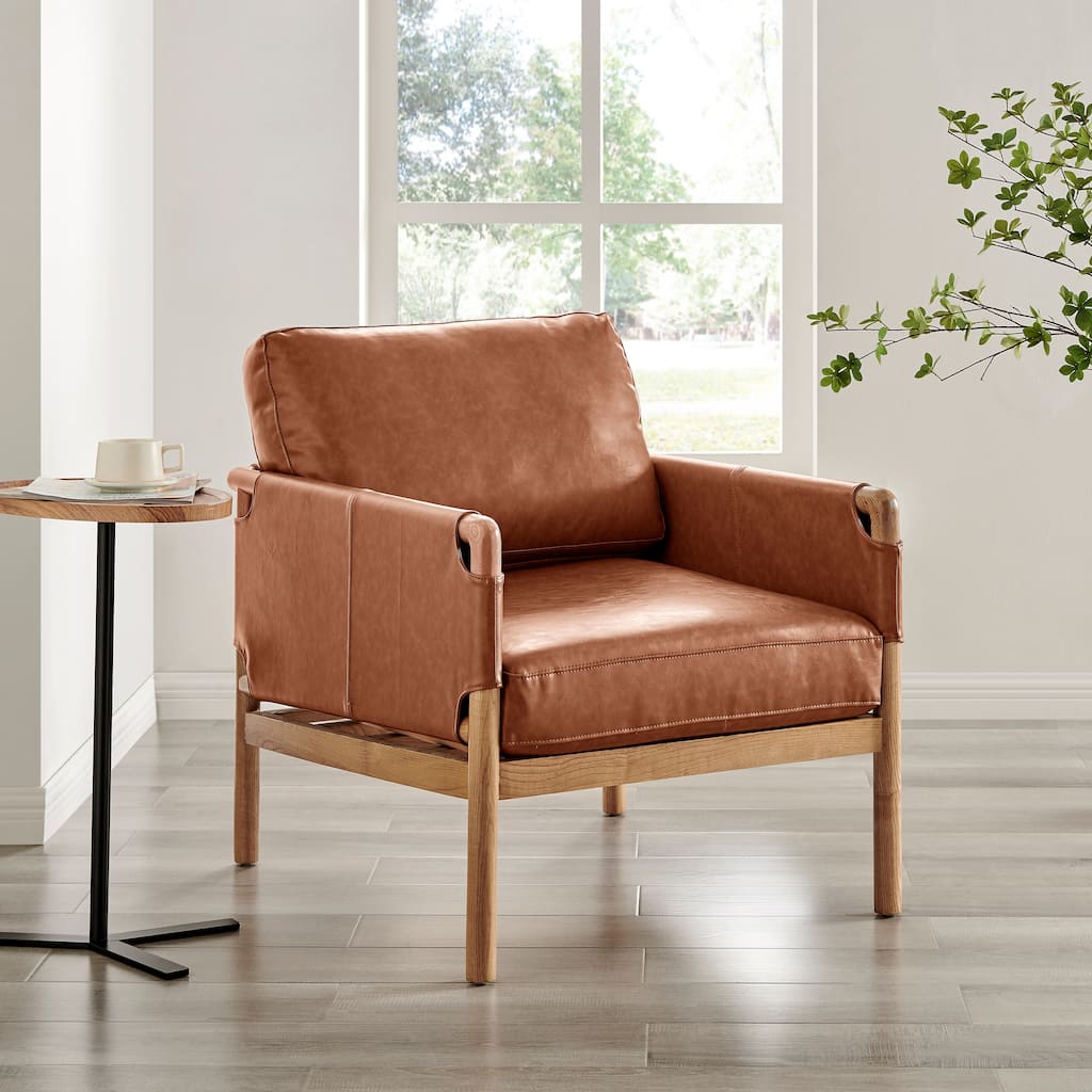 NPD Furniture Barclay Faux Leather Accent Arm Chair