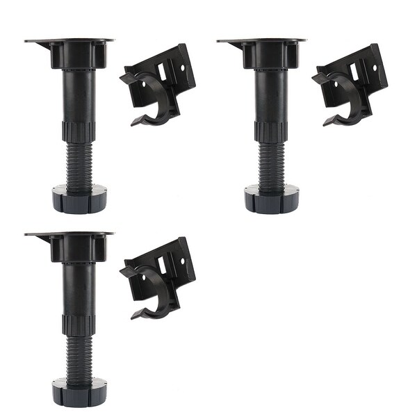 Unique Bargains Kitchen Bathroom Black Plastic Adjustable Height Cabinet Cupboard Leg Foot 3PCS