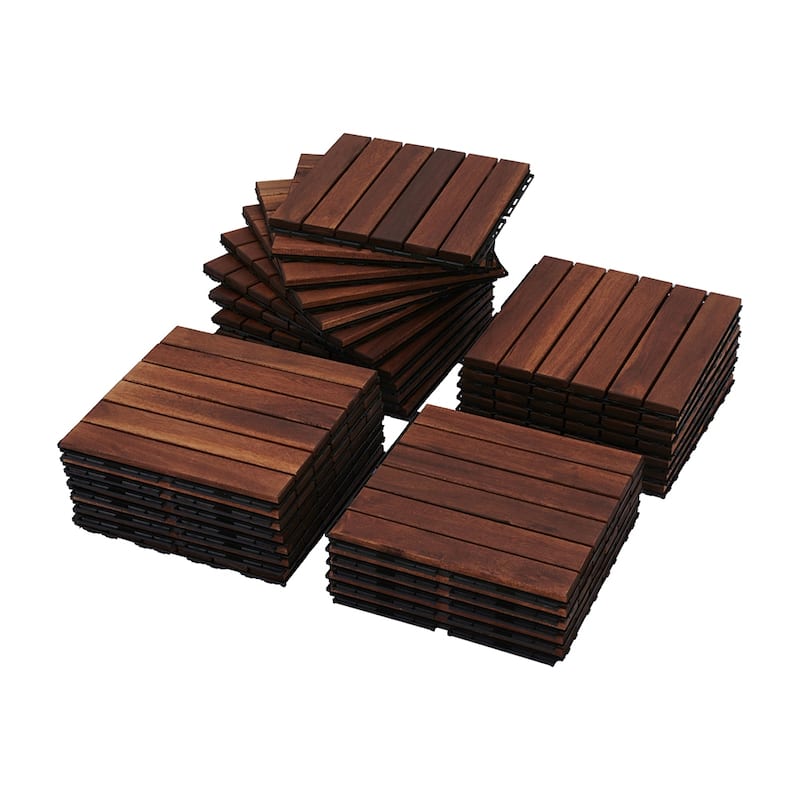 1 ft. x 1 ft. Acacia Wood Outdoor Interlocking Deck Tiles, Box of 10
