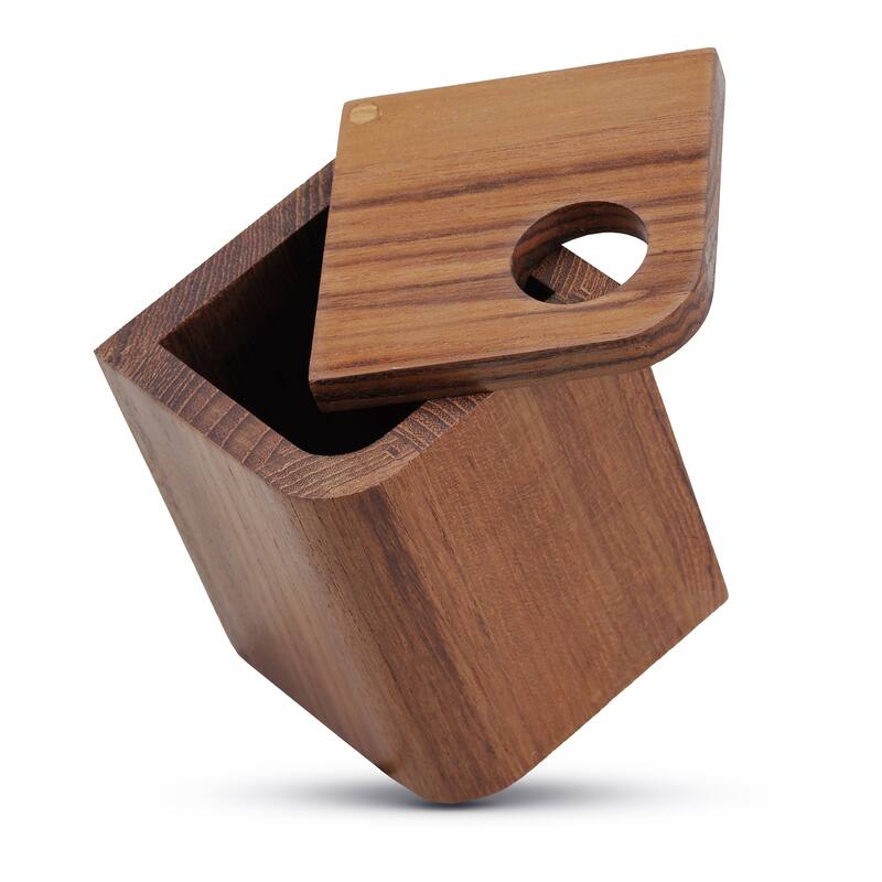 Eka Collection Teak Storage Container - 3" L x 3" W x 4-1/4" H