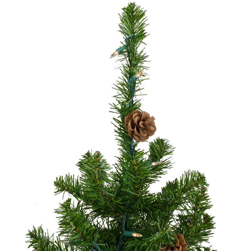 3-Foot Canadian Pine Pine Cones Artificial Christmas Tree Clear Lights - 3 Foot