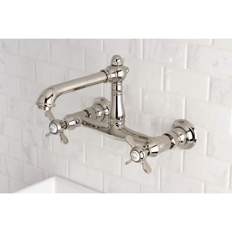 Essex Two-Handle 2-Hole Wall Mount Bathroom Faucet - Polished Nickel