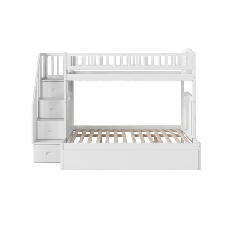 Westbrook Staircase Bunk Twin over Full with Twin Trundle in White