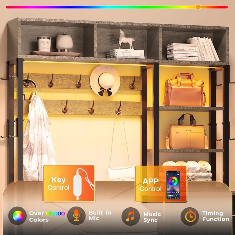 Entryway Bench Hall Tree with Bench and Shoe Storage Coat Rack