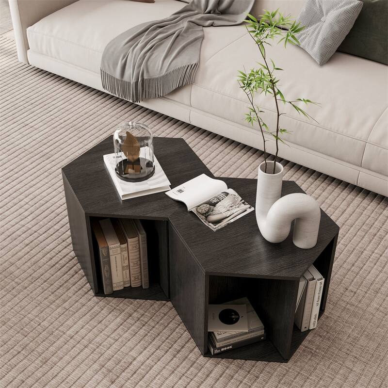47.24'' Hexagonal Coffee Table Side Table Nightstand,2PCS