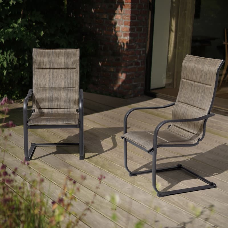 Outdoor Patio Dining Chairs, Breathable Textilene, Iron Frame