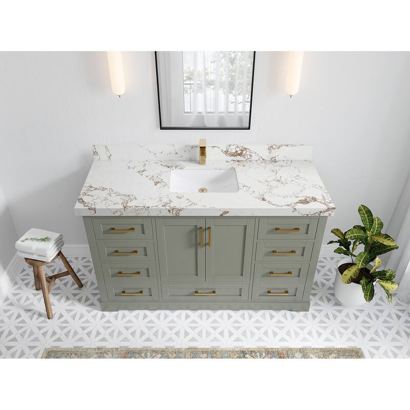 Willow Collection 60 in W x 22 in D x 36 in H Boston Single Bowl Sink Bathroom Vanity with Countertop
