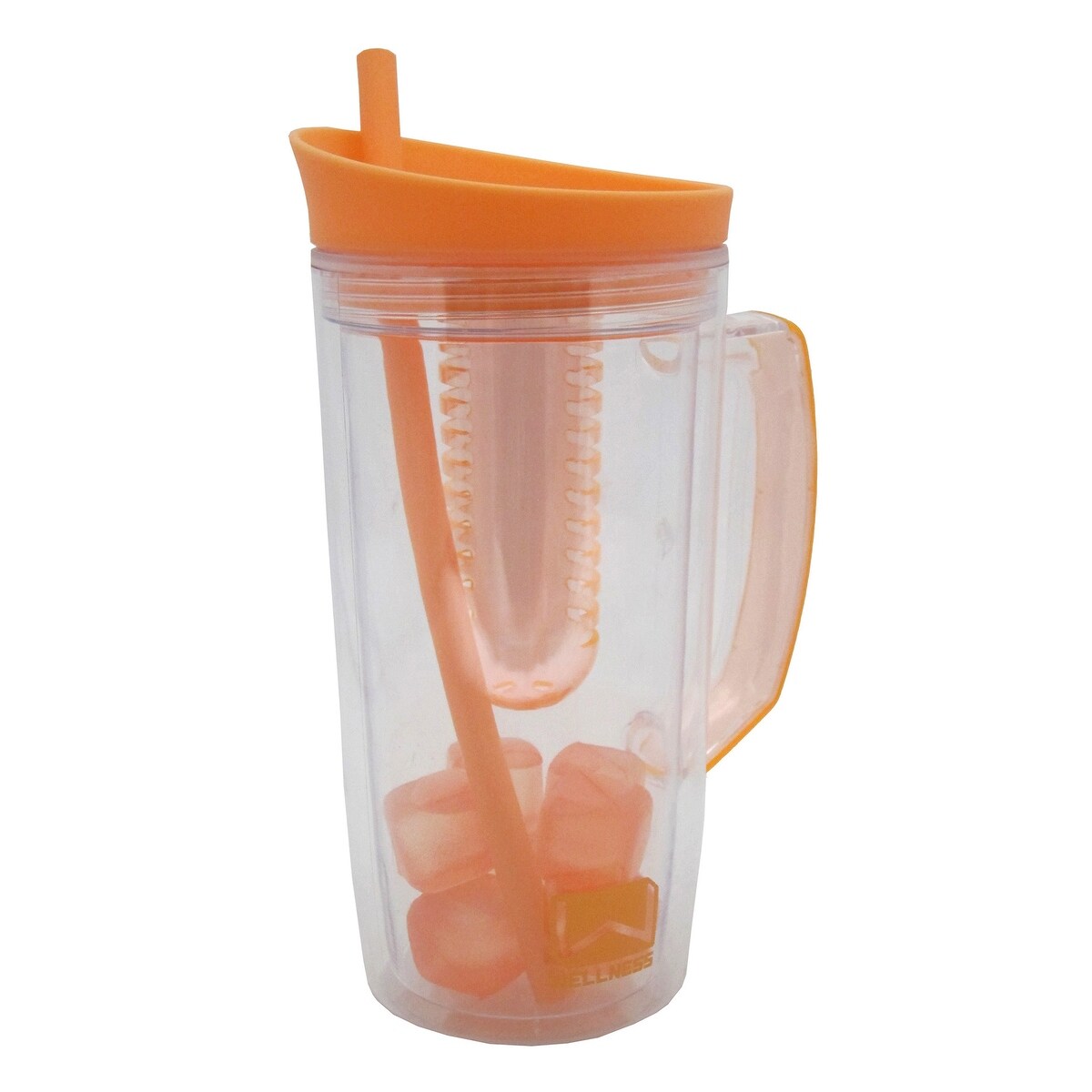 Shop Mason Jar Mug Water Bottle W Handle Bpa Free Straw Ice Fruit Infuser Orange Overstock 22887837