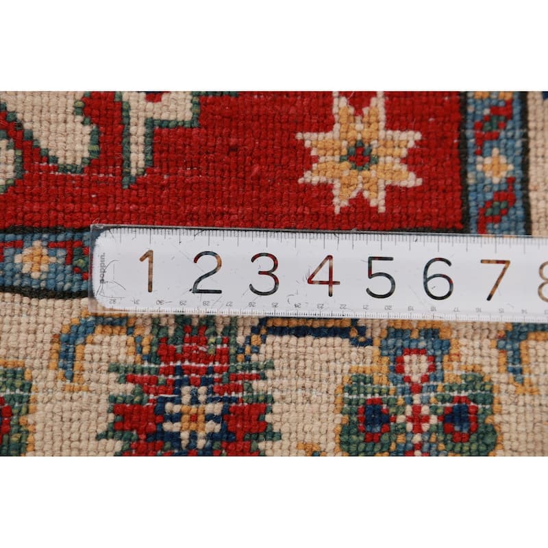 Geometric Kazak Foyer Rug Hand-Knotted Bedroom Traditional Wool Carpet - 2'6"x 4'2"