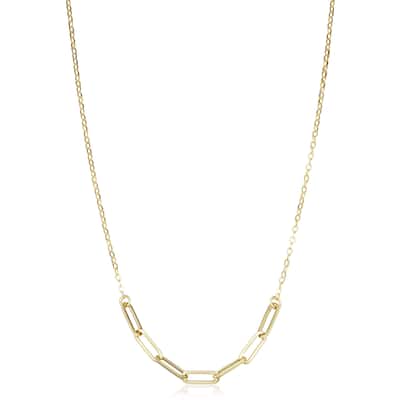 14k Yellow Gold 3.2 millimeter Paper Clip Link and Cable Chain Necklace for Women (18 inches)