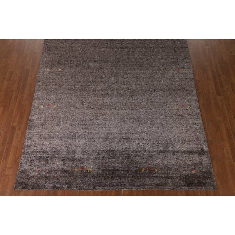 Striped Gabbeh Oriental Area Rug Hand-Knotted Wool Carpet - 7'10" x 9'9"