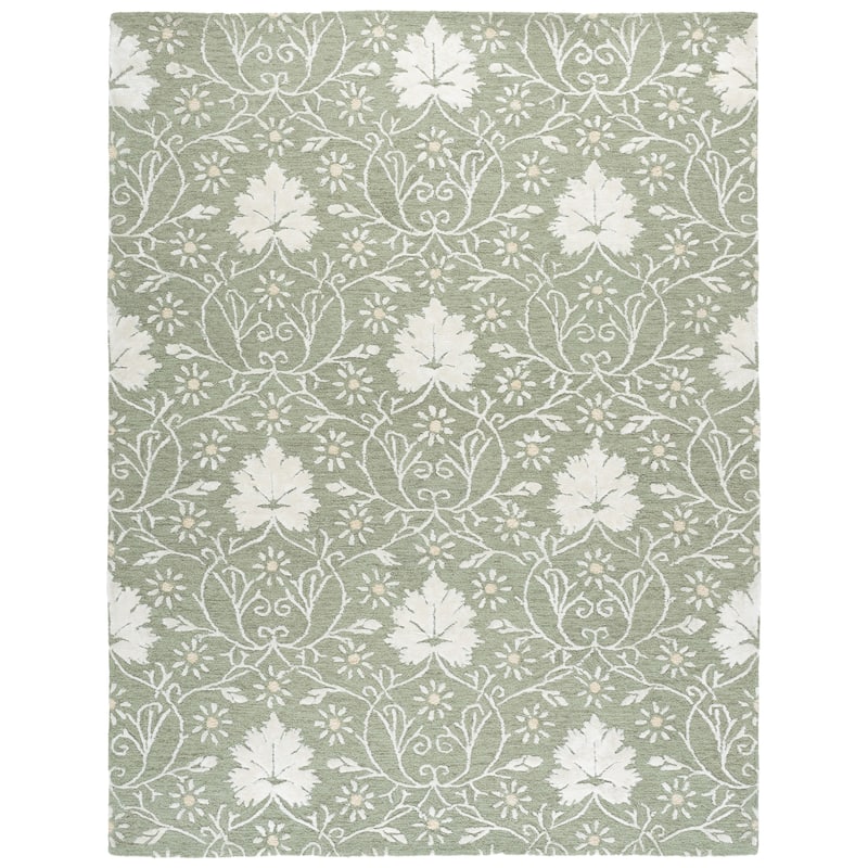 SAFAVIEH Handmade Glamour Hadwiga Wool Rug - 9' x 12' - Sage/Ivory