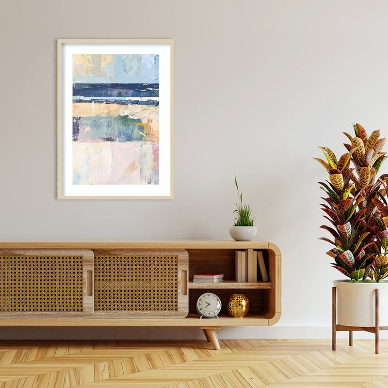 Fractured Horizons No. 1 by Raymond Powers Wood Framed Wall Art Print - Svelte Natural