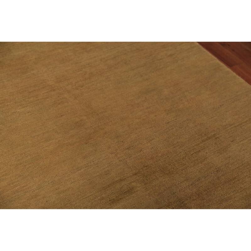Solid Yellow Gold Modern Gabbeh Oriental Area Rug Handmade Wool Carpet - 4'9" x 6'5"