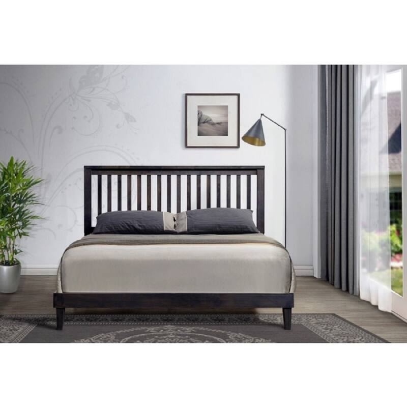 Modern Mission Style Platform Bed Frame, Cappuccino