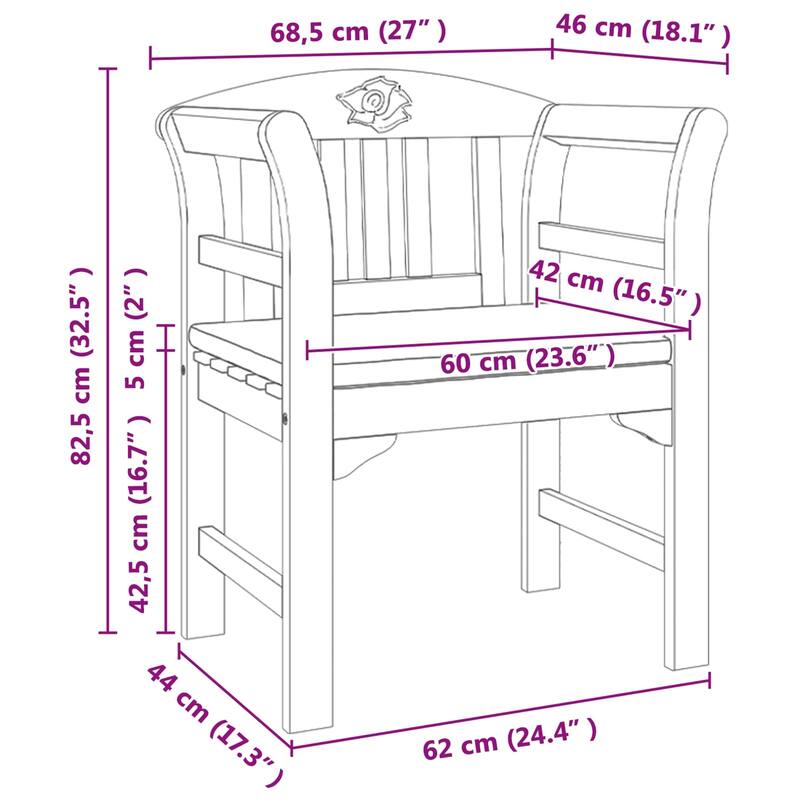 vidaXL Rose Bench Natural in Solid Acacia Wood