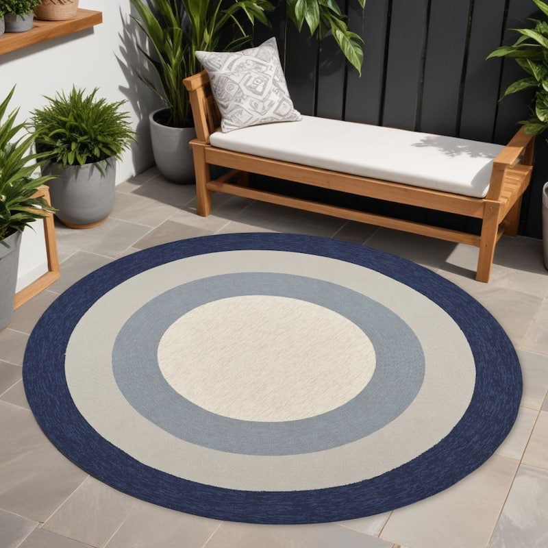 Dalo Classic Tone Weather Resistant Timeless Grace Hand-Woven Round Outdoor Rug - 7' Round - 7' Round - Multi