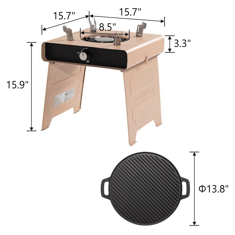 COSIEST Outdoor Patio Foldable Smokeless Fire Pit with Cooking Grill