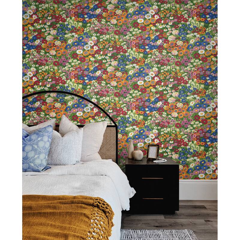 NextWall Floral Meadow Peel and Stick Wallpaper