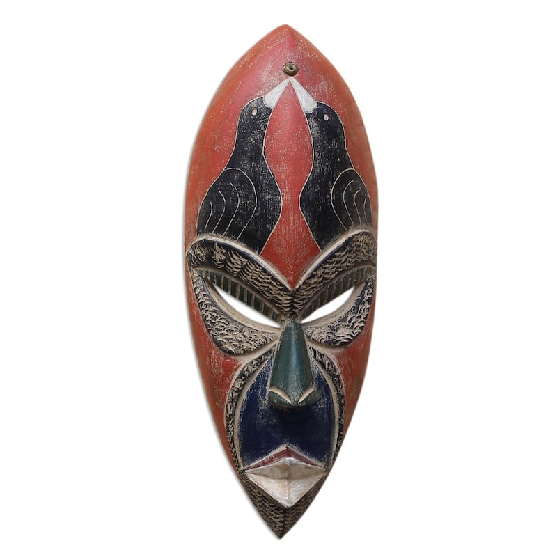 Novica Handmade Suumo Birds African Wood Mask
