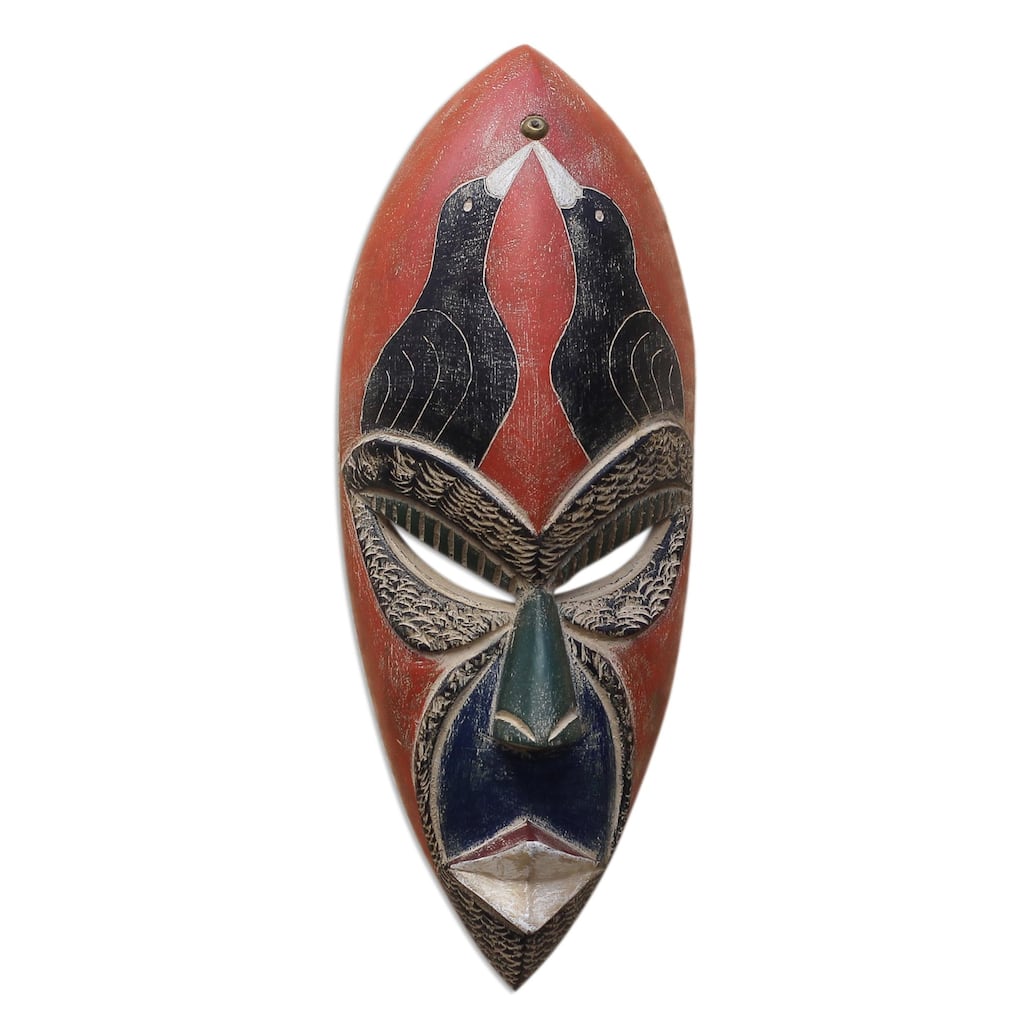Novica Handmade Suumo Birds African Wood Mask