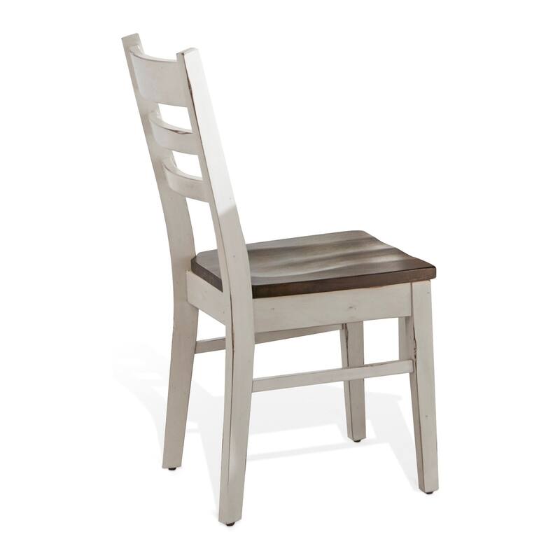 Orso Dining Chair Set of 2, Ladderback, White and Dark Brown Mahogany