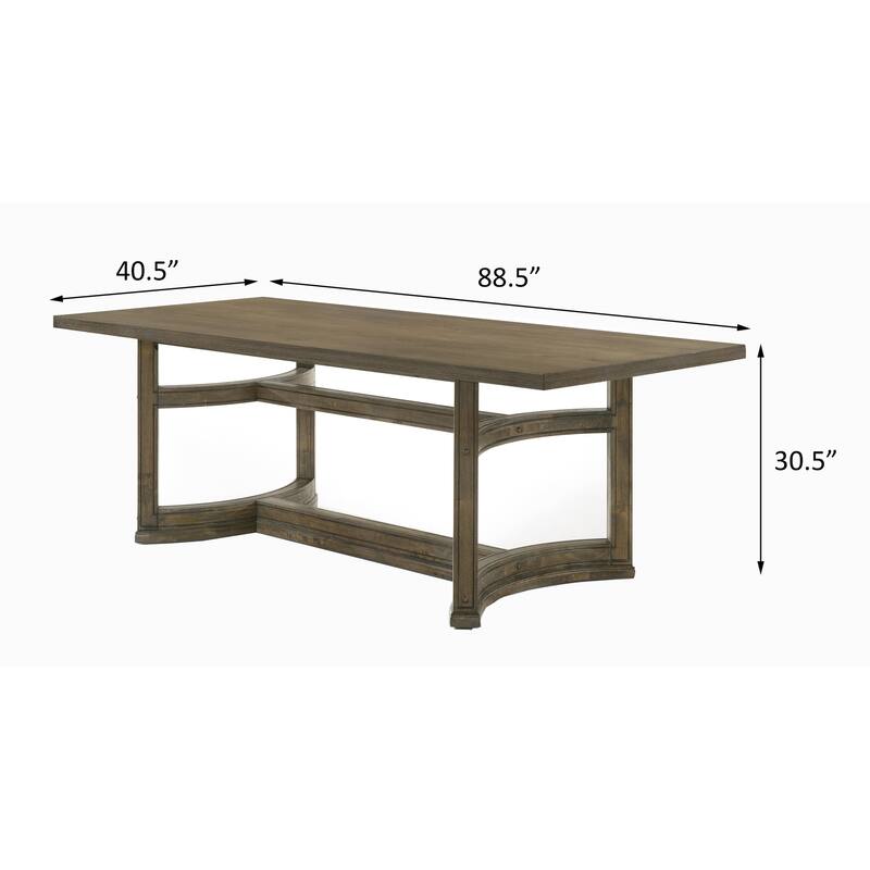 Filoli Weathered Oak Dining Table with Trestle Base
