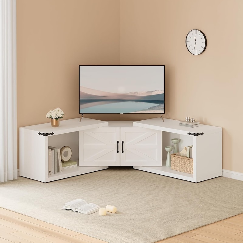 Farmhouse TV Stand Entertainment Center with Storage Deformable TV Console