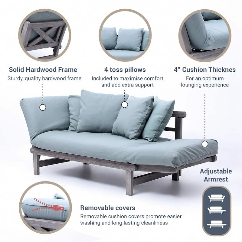 Cambridge Casual West Lake Convertible Wood Outdoor Sofa Daybed