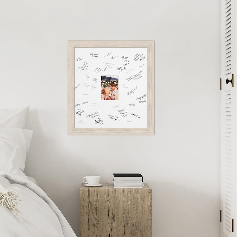 Hardwood Signature Mat Picture Frame - Autograph Photo Frame Guest Book Alternative for Weddings, Graduations, or Retirement