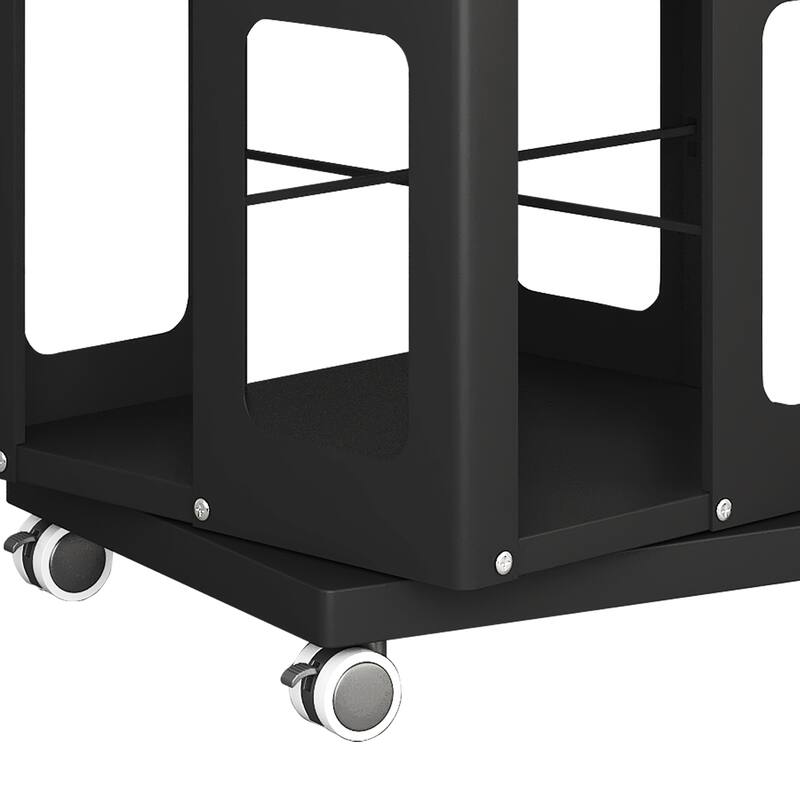 4-Tier All-Steel Rotating Bookshelf With 360°Wheels,Large Size Sturdy & Spacious Book Rack