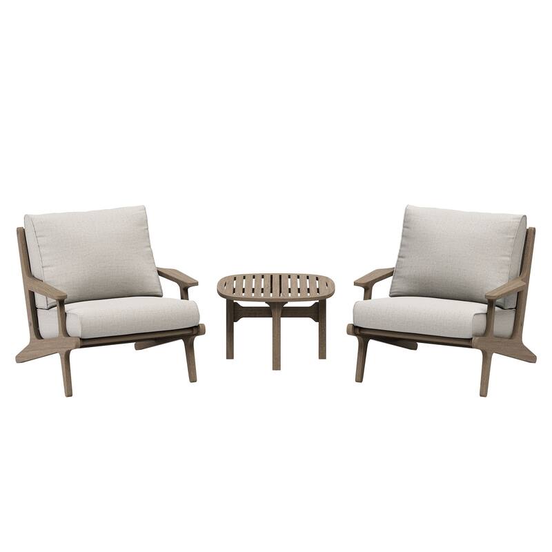 Saratoga 3-Piece Outdoor Patio Teak Wood Furniture Set with Lounge Chairs and Side Table